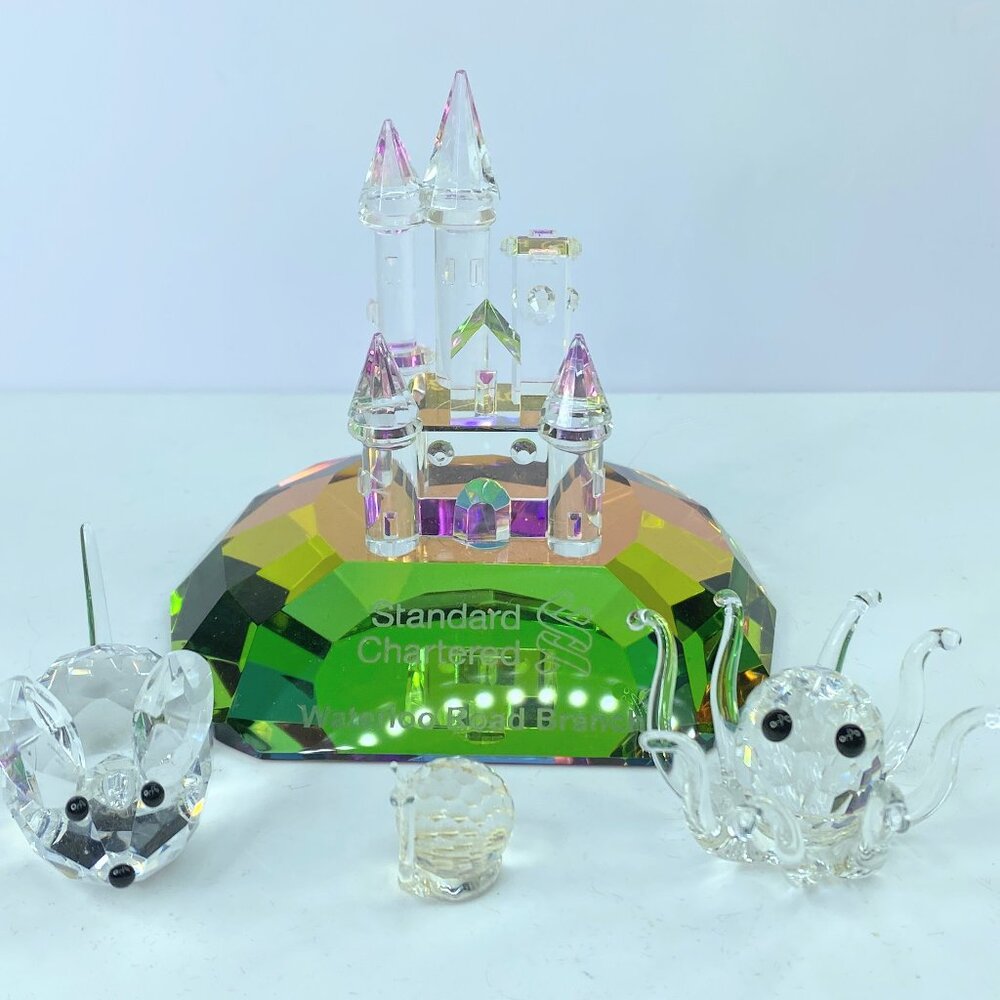 Octopus, a large mouse, a snail and an enchanted castle Crystal set of four S133